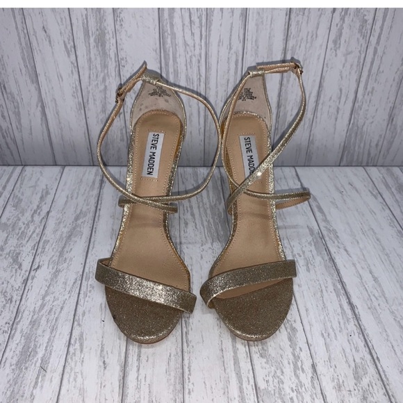Womens Size 8.5 Steve Madden Feliz Gold Glitter Pumps - Picture 3 of 5
